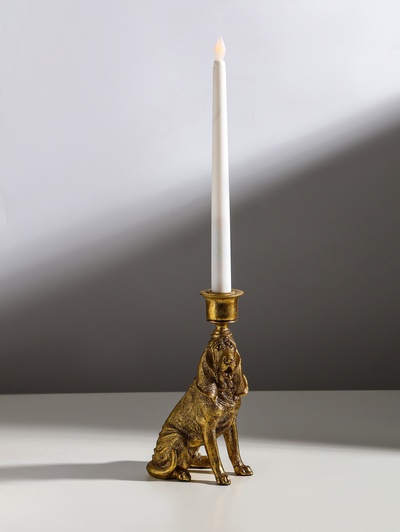 Подсвечник на 1 свечу «Бладхаунд», полистоун, золото, 11×8×19.5 см