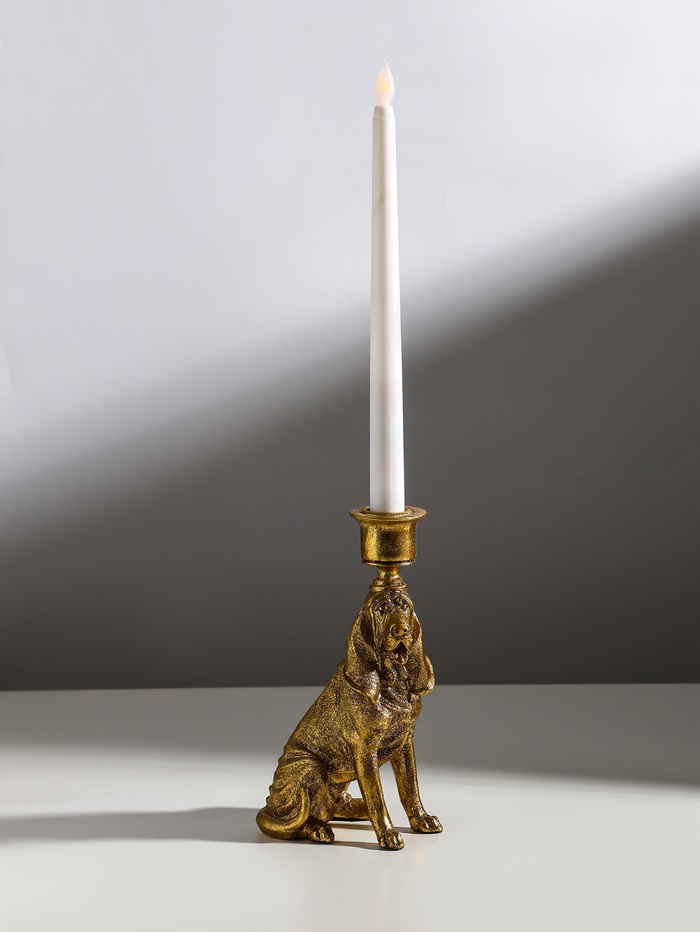 Подсвечник на 1 свечу «Бладхаунд», полистоун, золото, 11×8×19.5 см - Фото 1