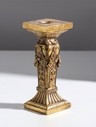 Подсвечник на 1 свечу «Римская колонна с цветами», полистоун, состаренное золото, 7×7×17 см - Фото 4