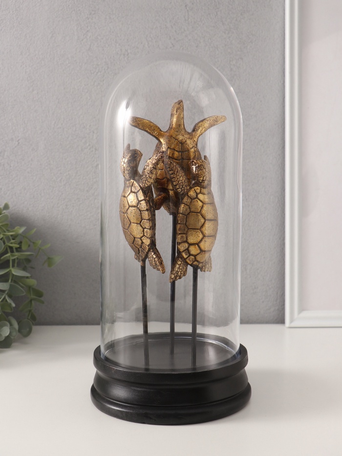 Фигурка в колбе «Три черепахи в море», полистоун, 14×14×30 см - Фото 1