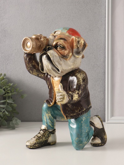 Фигурка полистоун «Бульдог с фотоаппаратом», 17.5×16×29 см