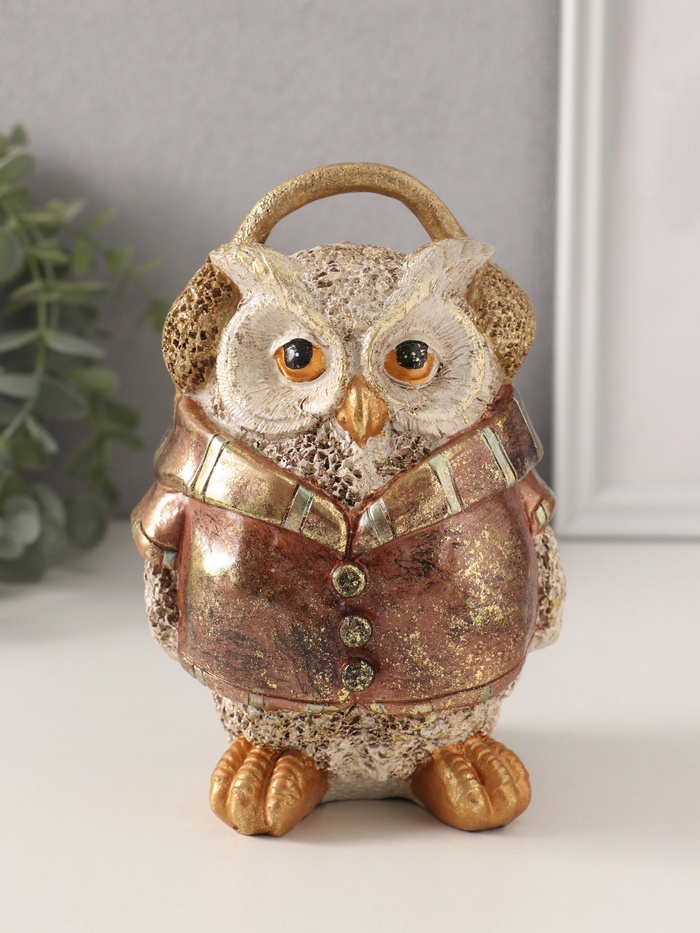 Фигурка полистоун «Сова в куртке и наушниках», 11×11×16.5 см - Фото 1