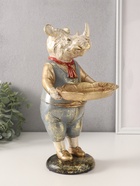 Фигурка- подставка для мелочей полистоун «Носорог-маркиз», 17.5×14×30.5 см - Фото 3