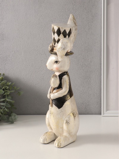 Фигурка полистоун «Зайчик в цилиндре», 9×14×38 см