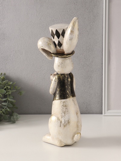 Фигурка полистоун «Зайчик в цилиндре», 9×14×38 см