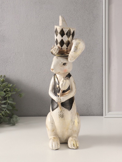 Фигурка полистоун «Зайчик в цилиндре», 9×14×38 см