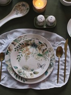 Тарелка обеденная Доляна «Цветы», d=25.5 см, фарфор, белая 10708499