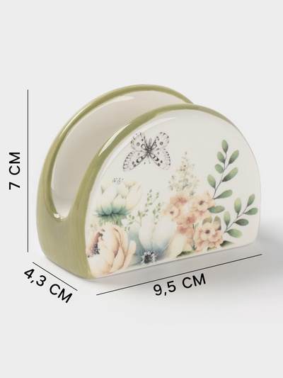 Салфетница Доляна «Цветы», доломит, 9.5×4.3×7 см, белая