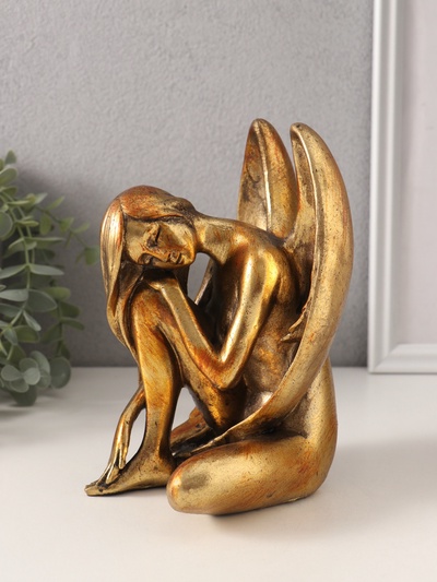 Фигурка полистоун «Девушка-ангел», под бронзу 13×12×18 см