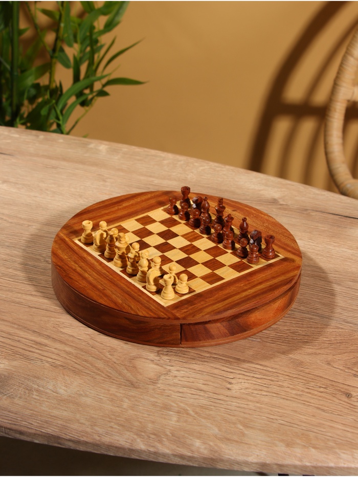 УЦЕНКА Шахматы магнитные, 25.5×25.5×4 см, дерево шишам - Фото 1