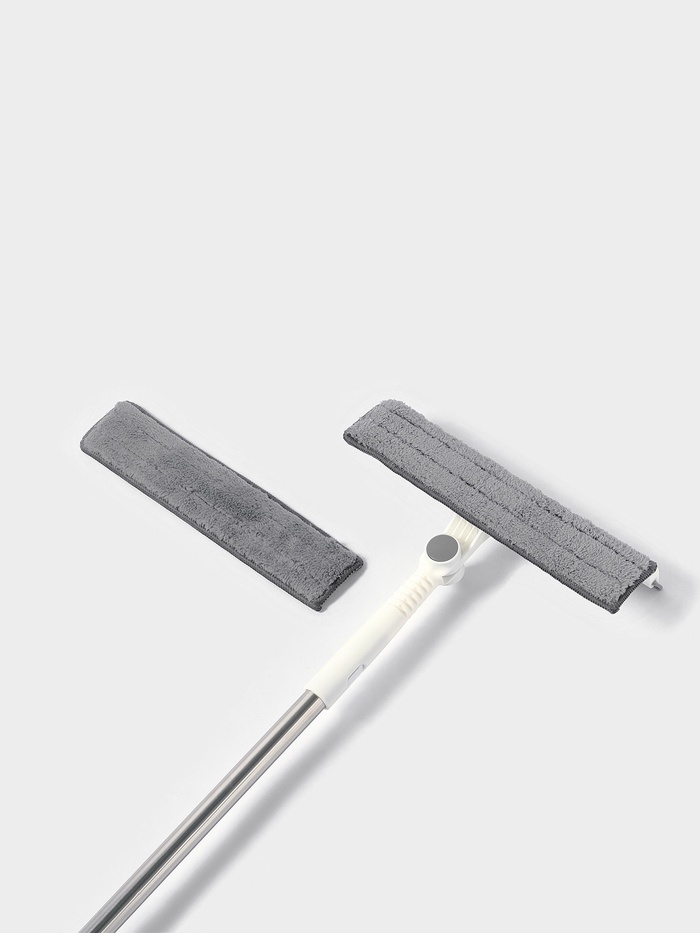 Окномойка с насадкой из микрофибры 2 шт., фиксатор, стальная телескопическая ручка, 26×6×77.5 (123) см - Фото 1