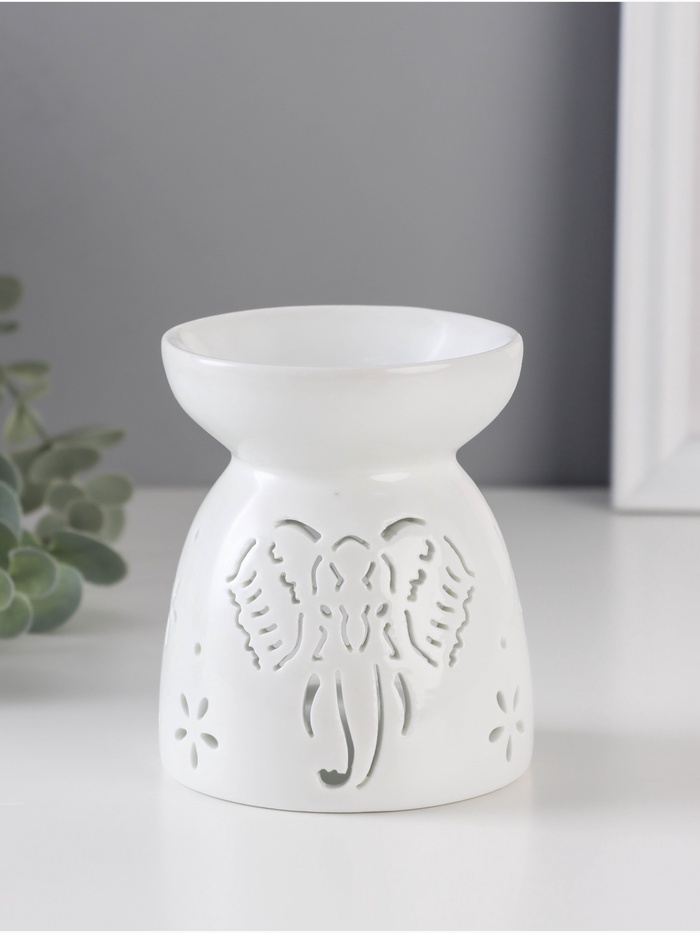 Аромалампа для эфирных масел «Голова слона», керамика, белый, 8×8×9.3 см