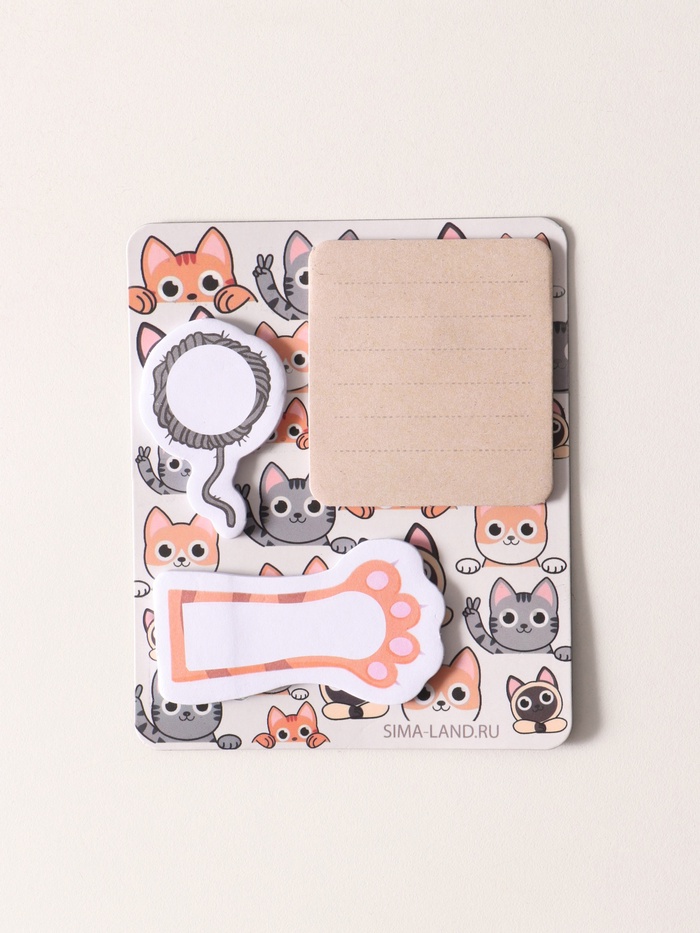 Магнит на холодильник с блоком для записей и стикерами «Котики», 10×12 см - Фото 1