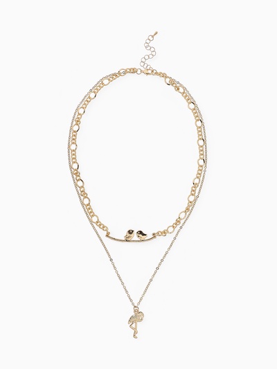 Кулон «Цепь» фламинго, цвет золото