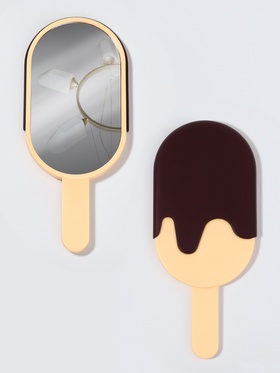 Зеркало с ручкой «Мороженое», 7.8×18 см, (6.7×12 см), бежевое