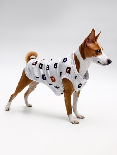 Футболка для животных «Мишка», L (ДС 34, ОГ 46 см), белая