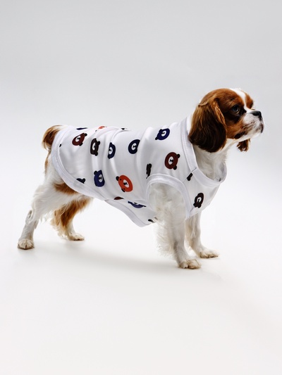 Футболка для животных «Мишка», M (ДС 30, ОГ 42 см), белая