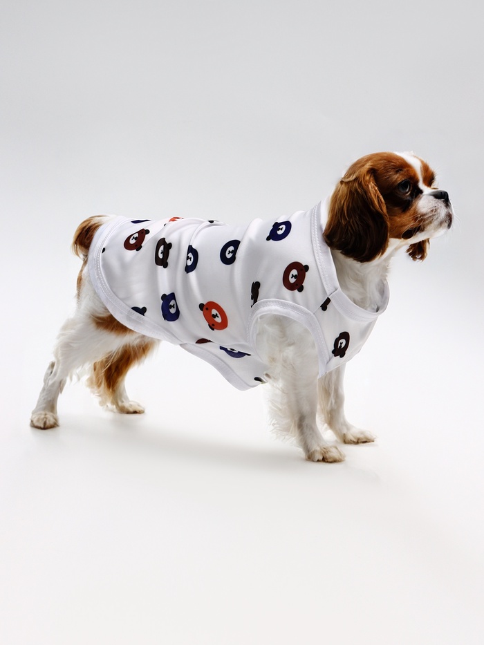 Футболка для животных «Мишка», M (ДС 30, ОГ 42 см), белая - Фото 1