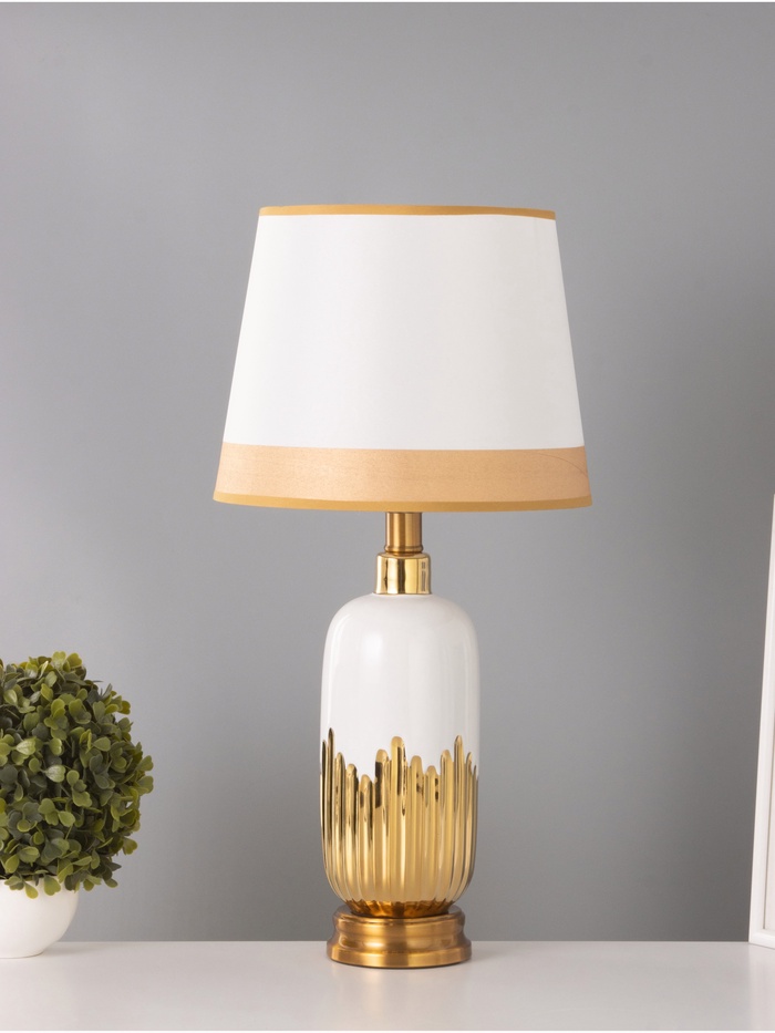 Настольная лампа «Маэстро» Е27 40 Вт бело-золотой 26×26×52 см RISALUX - Фото 1