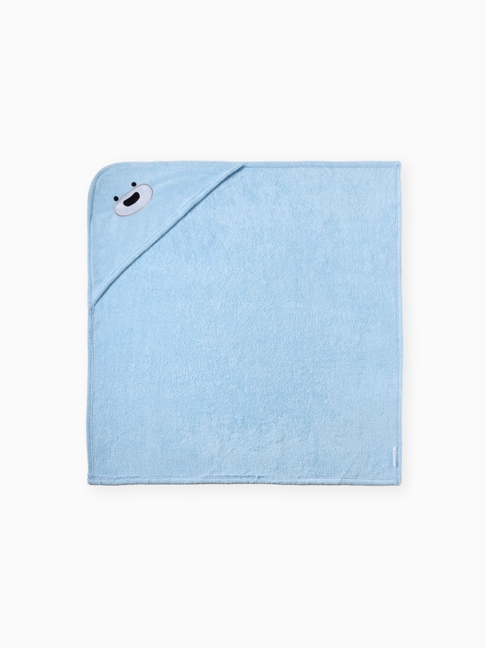 Махровое полотенце с уголком «Крошка Я. Мишка», 75×75 см, хлопок 100%, голубое - Фото 1