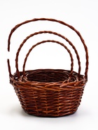 УЦЕНКА Набор корзин плетёных, 3 шт.: 38×30×14 см, 33×25×12 см, 28×20×11 см, плетёная ручка h=21×18/14 см, ива, коричневые - Фото 6