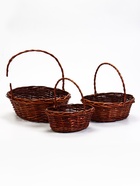 УЦЕНКА Набор корзин плетёных, 3 шт.: 38×30×14 см, 33×25×12 см, 28×20×11 см, плетёная ручка h=21×18/14 см, ива, коричневые - Фото 7
