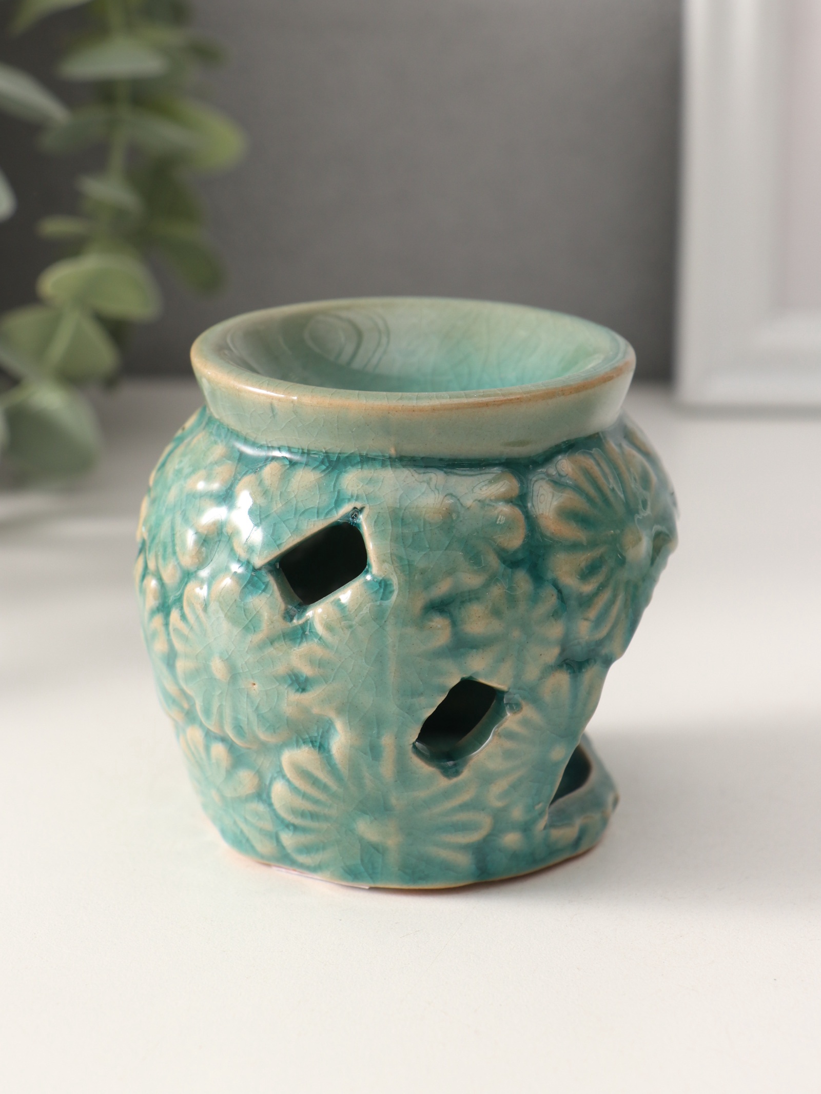 Аромалампа керамика «Ромашки» тёмно-зелёная 7х7х6,8 см 10323556 Аромалампа керамика «Ромашки» тёмно-зелёная 7х7х6,8 см 10323556