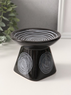 Аромалампа для эфирных масел «Водоворот», керамика, чёрная, 11×11×8 см