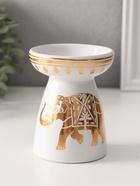 Аромалампа для эфирных масел «Индийский слон», керамика, белая с золотом, 9.3×9.3×11.8 см - Фото 1