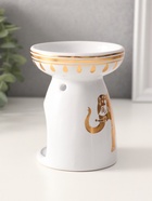 Аромалампа для эфирных масел «Индийский слон», керамика, белая с золотом, 9.3×9.3×11.8 см - Фото 2