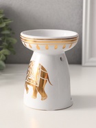 Аромалампа для эфирных масел «Индийский слон», керамика, белая с золотом, 9.3×9.3×11.8 см - Фото 3