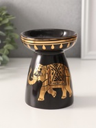 Аромалампа для эфирных масел «Индийский слон», керамика, чёрная с золотом, 9.3×9.3×11.8 см - Фото 1
