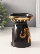 Аромалампа для эфирных масел «Индийский слон», керамика, чёрная с золотом, 9.3×9.3×11.8 см - Фото 2