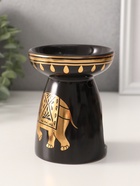 Аромалампа для эфирных масел «Индийский слон», керамика, чёрная с золотом, 9.3×9.3×11.8 см - Фото 3