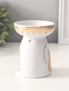 Аромалампа для эфирных масел «Будда и лотос», керамика, белая с золотом, 9.3×9.3×11.8 см - Фото 2