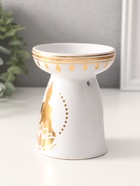 Аромалампа для эфирных масел «Будда и лотос», керамика, белая с золотом, 9.3×9.3×11.8 см - Фото 3