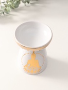 Аромалампа для эфирных масел «Будда и лотос», керамика, белая с золотом, 9.3×9.3×11.8 см - Фото 5