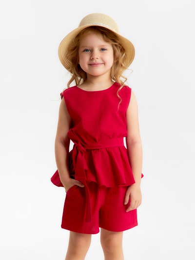Комплект для девочки (топ и шорты) KAFTAN, размер 38 (146-152 см), красный