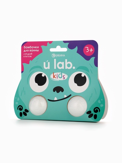 Бомбочки детские для ванны «Монстрики», 2×40 г, аромат сладкий кокосик ULAB