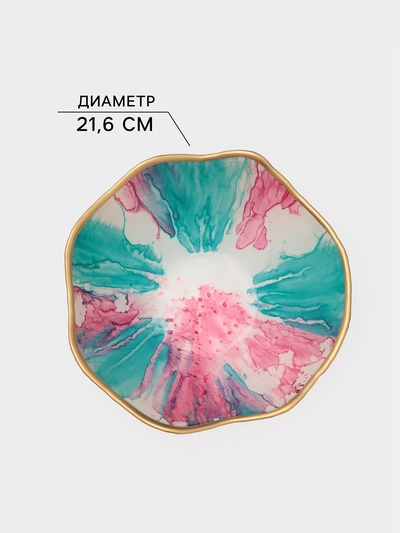 Салатник Доляна Magro, 1.45 л, d=21.6 см, стекло, бирюзово-розовый