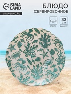 Блюдо для подачи «Дельмар. Морской мир», d=33 см, стекло, бирюзовое - Фото 1