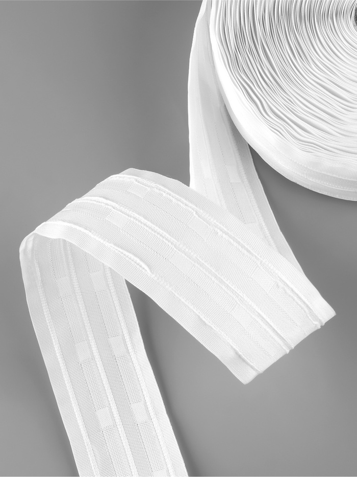 Шторная лента, фиксированная сборка, матовая, 60 мм, 50±1 м, 3 шнура, белая - Фото 1