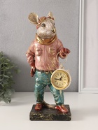 Фигурка-часы настольные полистоун «Мышонок-пилот», 10.5×12.5×27.5 см - Фото 1
