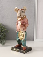 Фигурка-часы настольные полистоун «Мышонок-пилот», 10.5×12.5×27.5 см - Фото 4