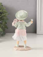 Фигурка «Девочка с букетом ромашек, в шляпке», полистоун, розово-зелёный, 6.5×4×12.5 см - Фото 3