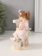 Фигурка «Девочка рисует, с котиком», полистоун, розовый 7.5×7×13 см - Фото 3