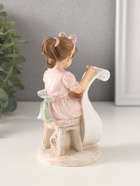 Фигурка «Девочка рисует, с котиком», полистоун, розовый 7.5×7×13 см - Фото 4
