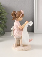 Фигурка «Девочка рисует, с котиком», полистоун, розовый 7.5×7×13 см - Фото 5