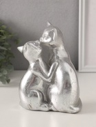 Фигурка полистоун «Кот с кошкой. Поцелуй», серебро, 12×7.5×16 см - Фото 3