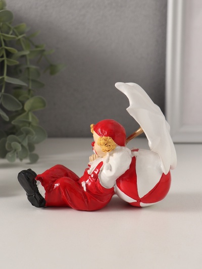 Фигурка «Клоун с зонтом и мячиком», полистоун, бело-красный, 11.5×7.5×9 см